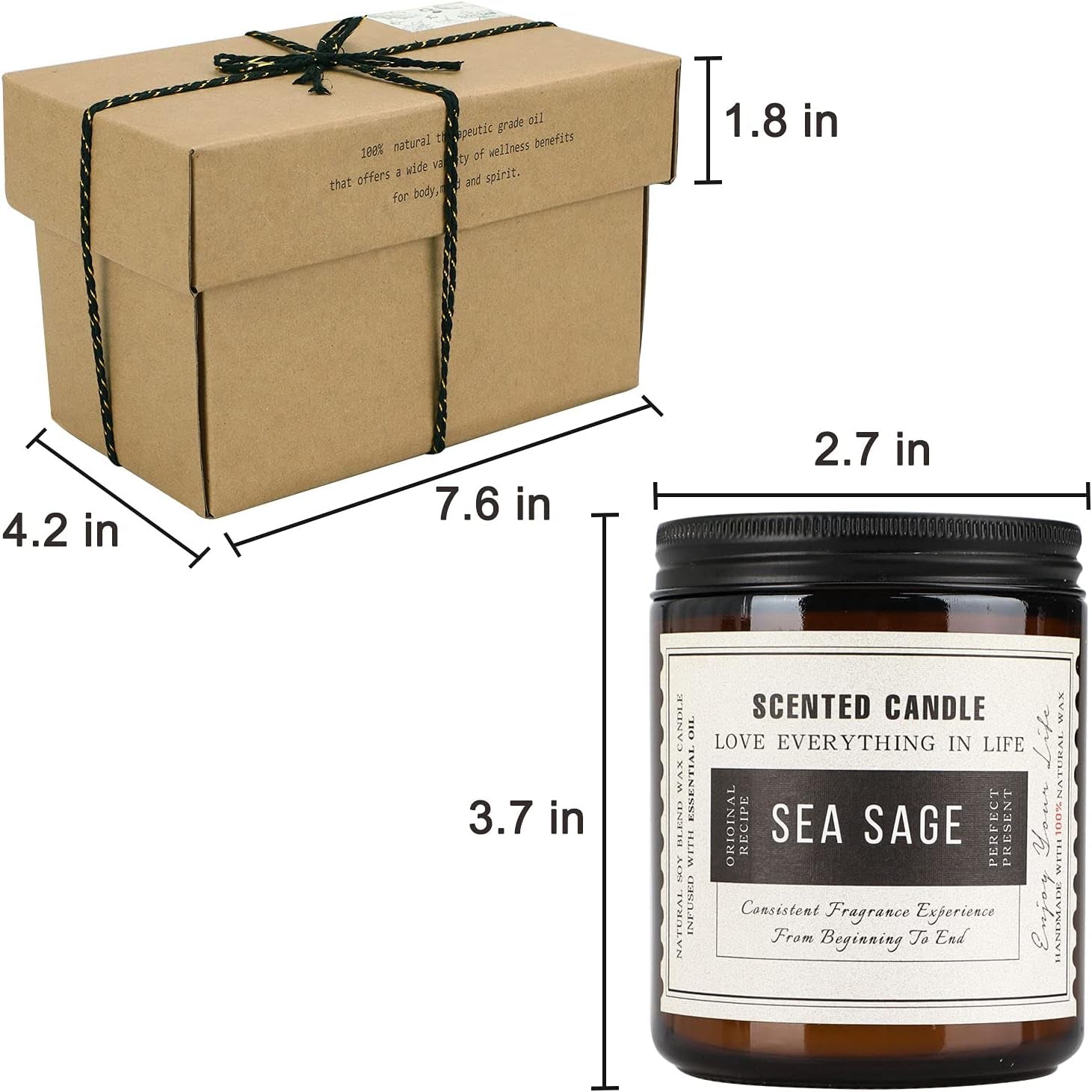 Candles for Home Scented, Scented Candles, Twilight Lavender and Sea Sage, 14.4 Oz- Pack of 2 with Amber Glass Jars Package, 100 Hour Burn Time, Soy Candles for Ideal Gifts for Various Festivals